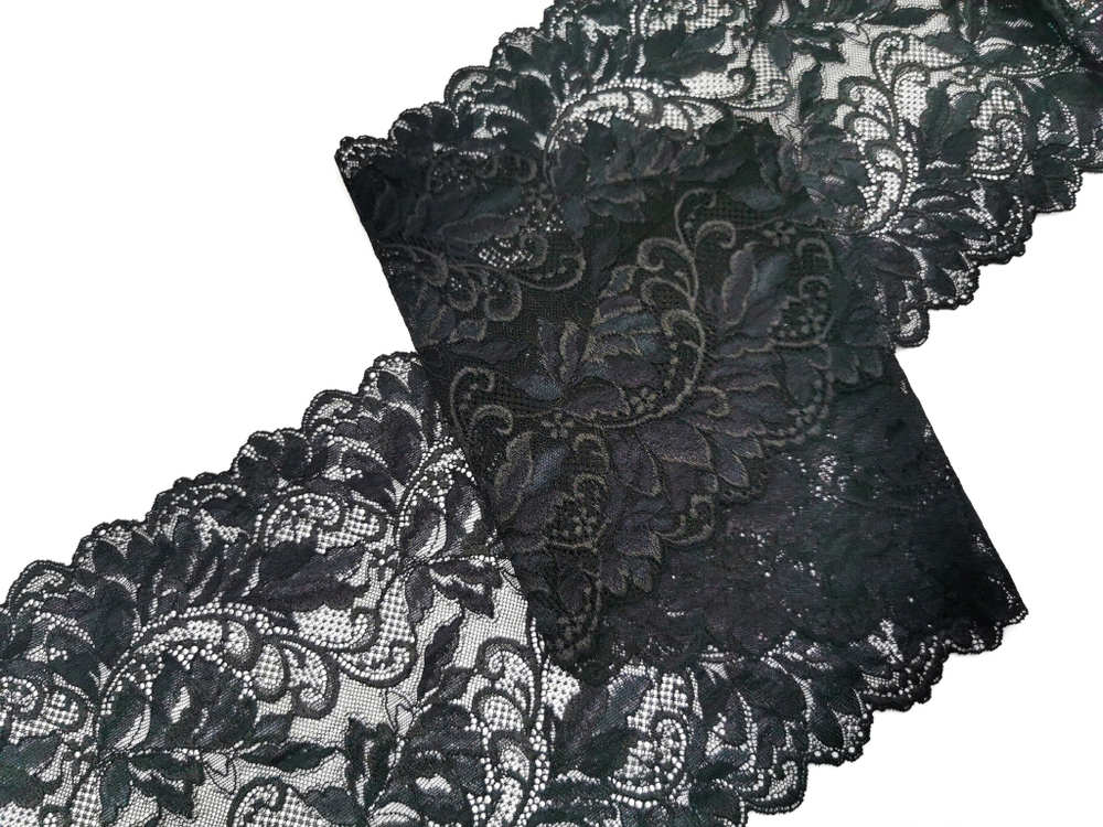 Эластичное кружево, черное, 22 см, (Арт: EK-2767), м