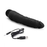 Черный вибратор-реалистик 7 Realistic Vibrator - 20 см. (Цвет: черный)