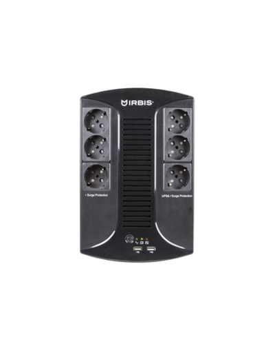 Источник бесперебойного питания IRBIS UPS Personal plus  600VA/360W, Line-Interactive, AVR, 6xSchuko outlets(3 Surge & 3 batt.), 2 USB charger, 2 year warranty