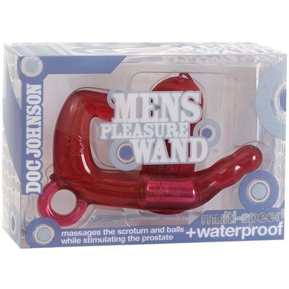 Стимулятор простаты MENS PLEASURE WAND с вибрацией на выносном пульте управления (красный) (Цвет: красный)