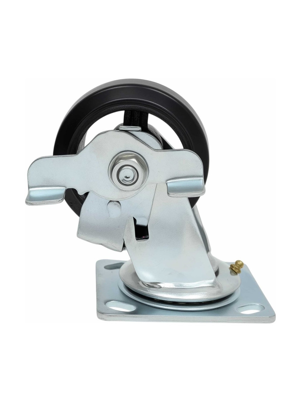 Колесо промышленное поворотное с тормозом с подшипником 100мм резина/чугун Gigant G-04-09-51