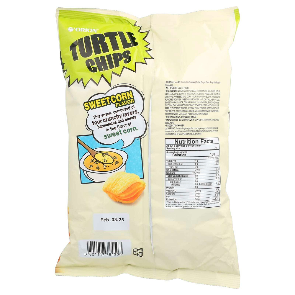Orion, Turtle Chips, сладкая кукуруза, 160 г (5,65 унции)