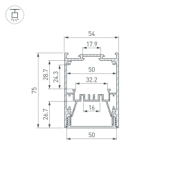 Профиль IP-LINE-5475-2000 BLACK (Arlight, Алюминий) 053899