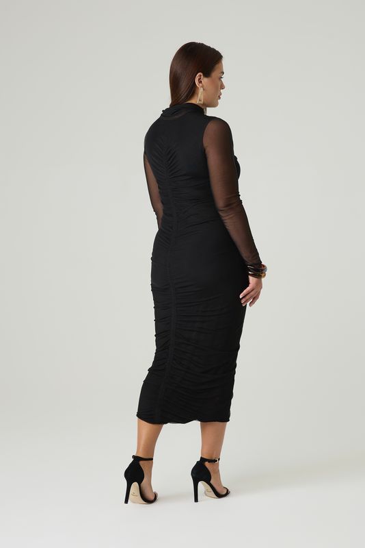 Платье из сетки с драпировкой, черный