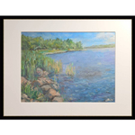 Картина авторская маслом на холсте в паспарту 30х40 см на стену для интерьера "На берегу Ладоги"