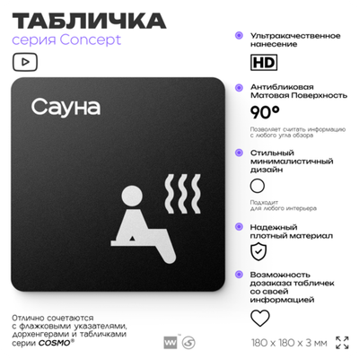 Табличка Санитарская, на дверь и стену, навигационная и информационная, серия CONCEPT, 18х18 см, Айдентика Технолоджи