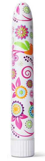 Нарядный вибромассажер с цветочным рисунком по всей длине,15.2 см