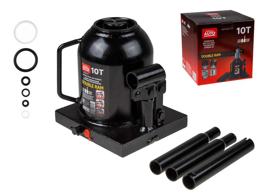 Домкрат гидравлический 10т бутылочный 170-430мм (телескопический) STARTUL AUTO (ST8026-10)