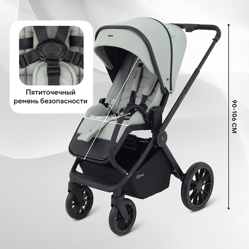 Детская коляска Rant Falcon Neo 3 в 1 с автокреслом Evomax Grey Sage