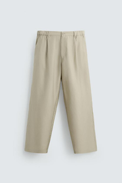 ZARA СТРУЯЩИЕСЯ БРЮКИ RELAXED FIT, ОЛИВКОВЫЙ