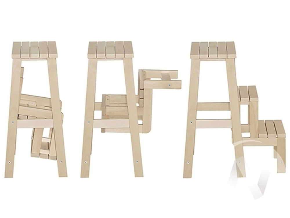 Табурет-стремянка Массив (бесцветный лак)