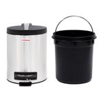 Ведро мусорное с педалью 5 литров "Modern", МАТОВОЕ, нержавеющая сталь, со съемным внутренним ведром, LAIMA, 606301