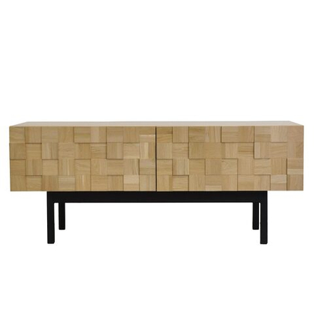 Тумба под телевизор дизайнерская Лоред с фасадами из дуба, на металлических ножках в стиле лофтТумба под телевизор Лоред с фасадами из массива дуба, на ножках