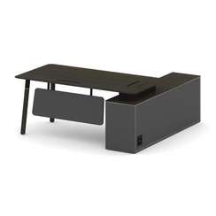 Fresco Стол руководителя FR.SR-18 (L) Дуб Темный/Базальт UM/Металл Черный/Нерж. Сталь 1800*1798*750