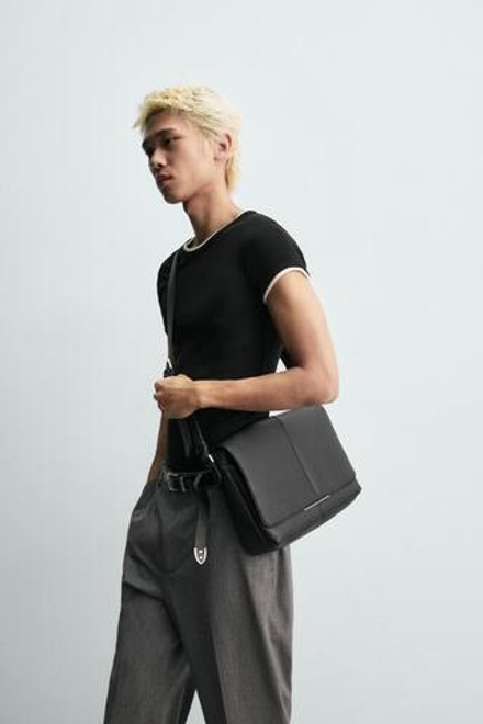 ZARA СУМКА С КЛАПАНОМ, ЧЕРНЫЙ