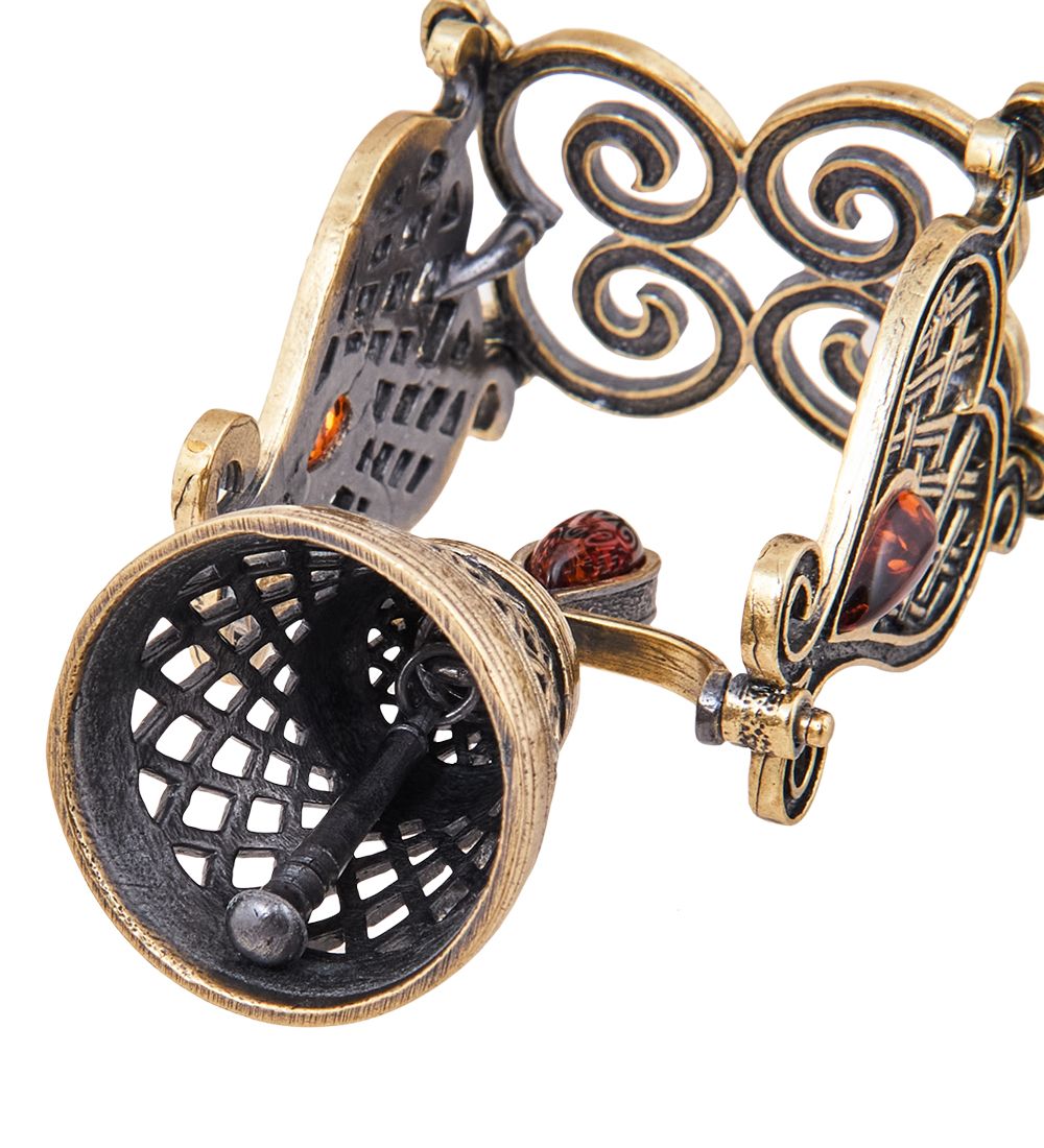 AM-3891 Колокольчик «Царский» (латунь, янтарь)