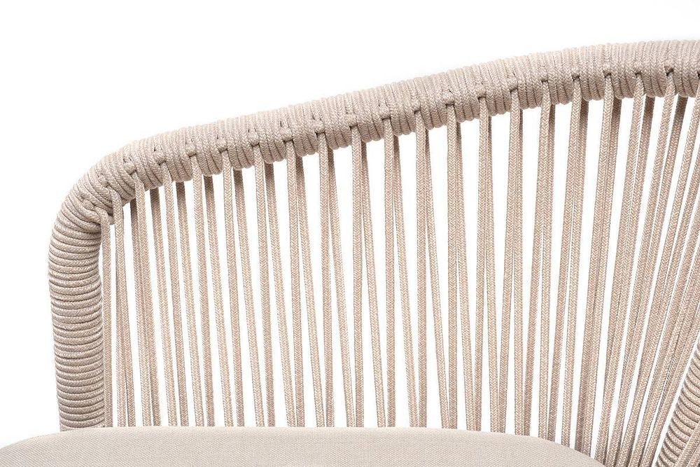 "Малага" обеденная группа на 6 персон со стульями "Марсель", каркас белый, роуп бежевый