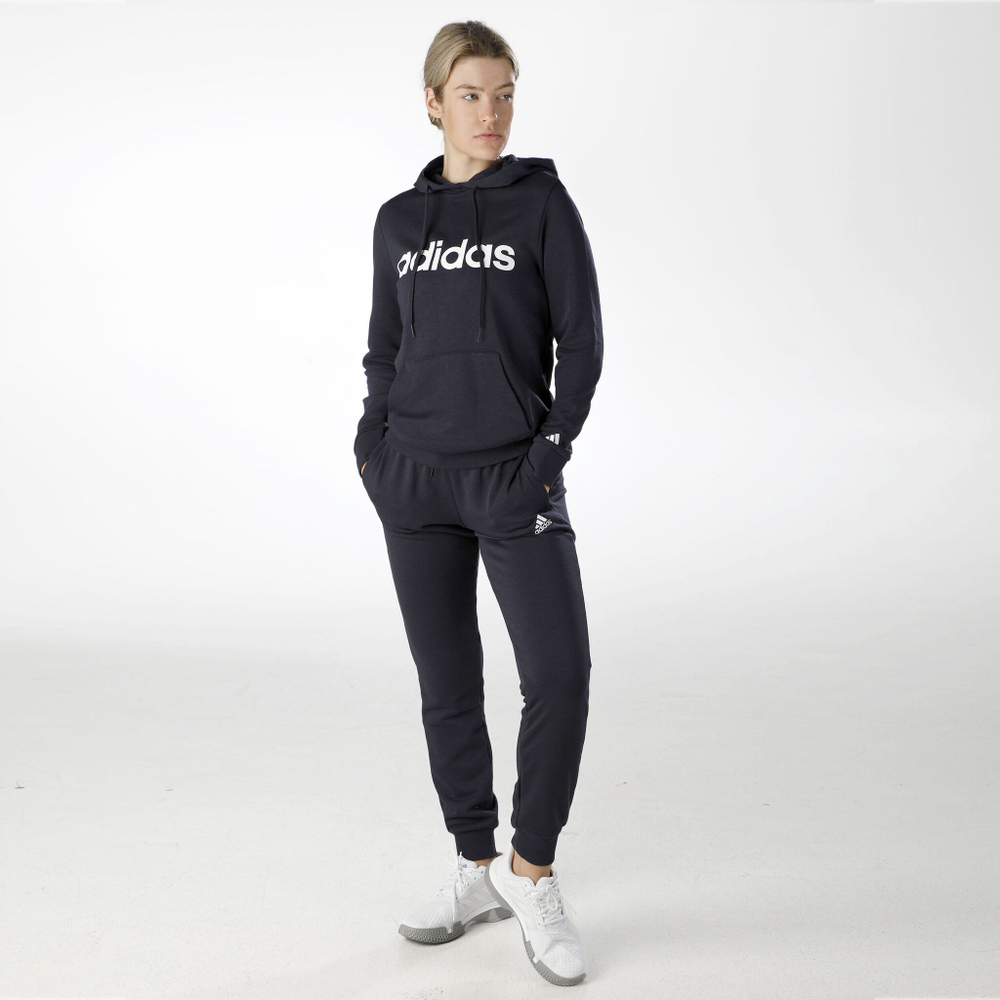 Женские теннисные брюки adidas Linear French Terry Training Pants Women - Dark Blue, White