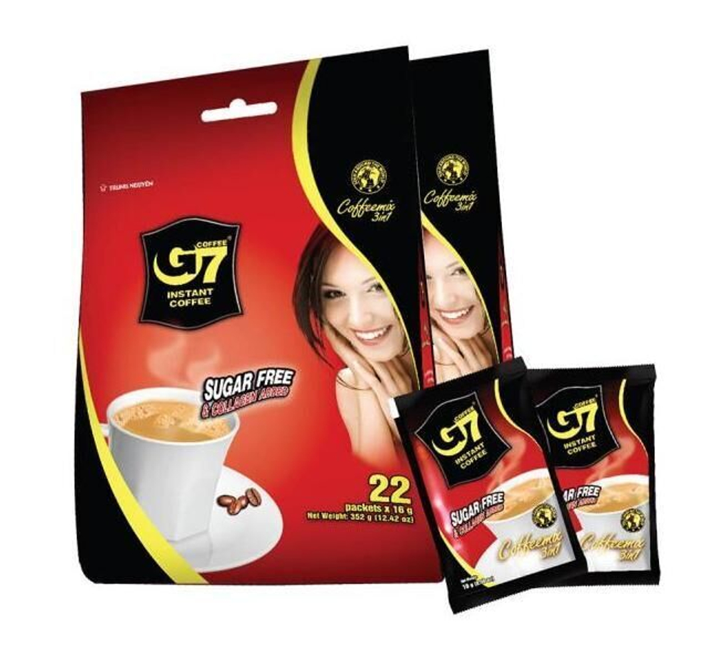 Вьетнамский растворимый кофе G7 Collagen & Sugar Free TRUNG NGUYEN 2 упаковки по 22шт.