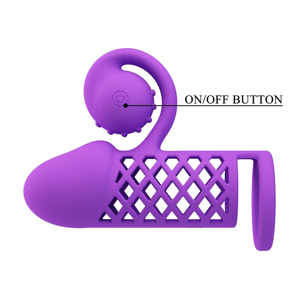 Фиолетовая вибронасадка с клиторальным отростком Harden