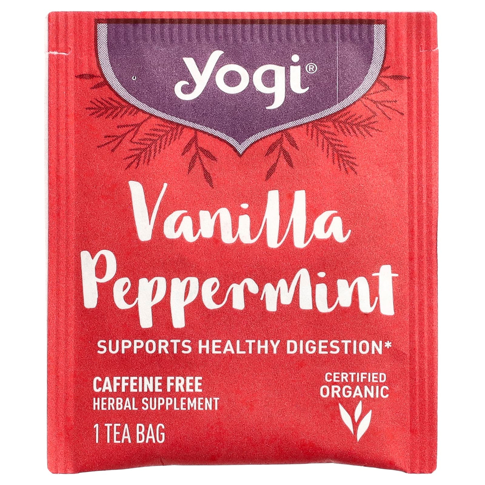 Yogi Tea, ваниль и перечная мята, без кофеина, 16 чайных пакетиков, 32 г (1,12 унции)