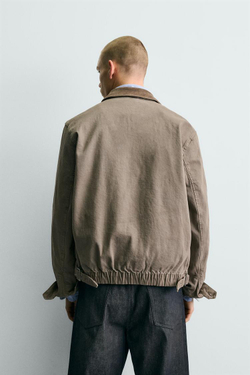 ZARA УКОРОЧЕННАЯ КУРТКА С ВЕЛЬВЕТОВЫМ ВОРОТНИКОМ, ХАКИ