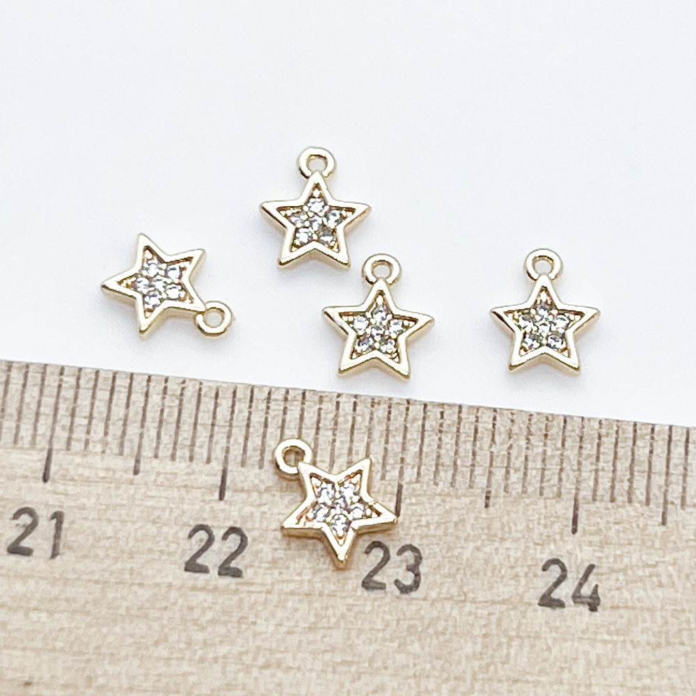 Подвеска Звезда, цвет золото, фианиты, размер 8*6 мм, цена за 1 шт