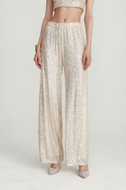 Брюки с пайетками цвета шампань