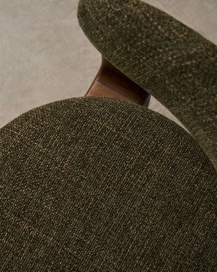 Granite Стул на 3 ножках из зеленого шенилла и массива ясеня в отделке орех Испания La Forma