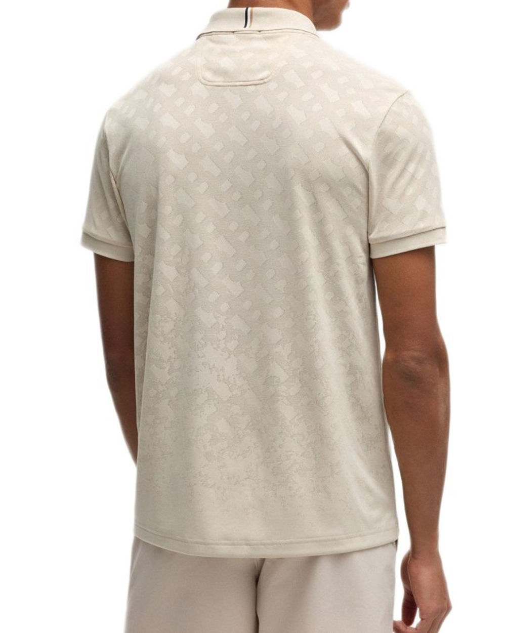 Мужское теннисное поло BOSS Philix TOC Jacquard - открытое бежевое