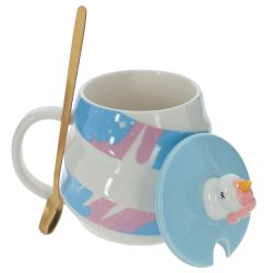 GAEM Кружка с крышкой и ложкой, 400 мл, L13 W10 H13 см