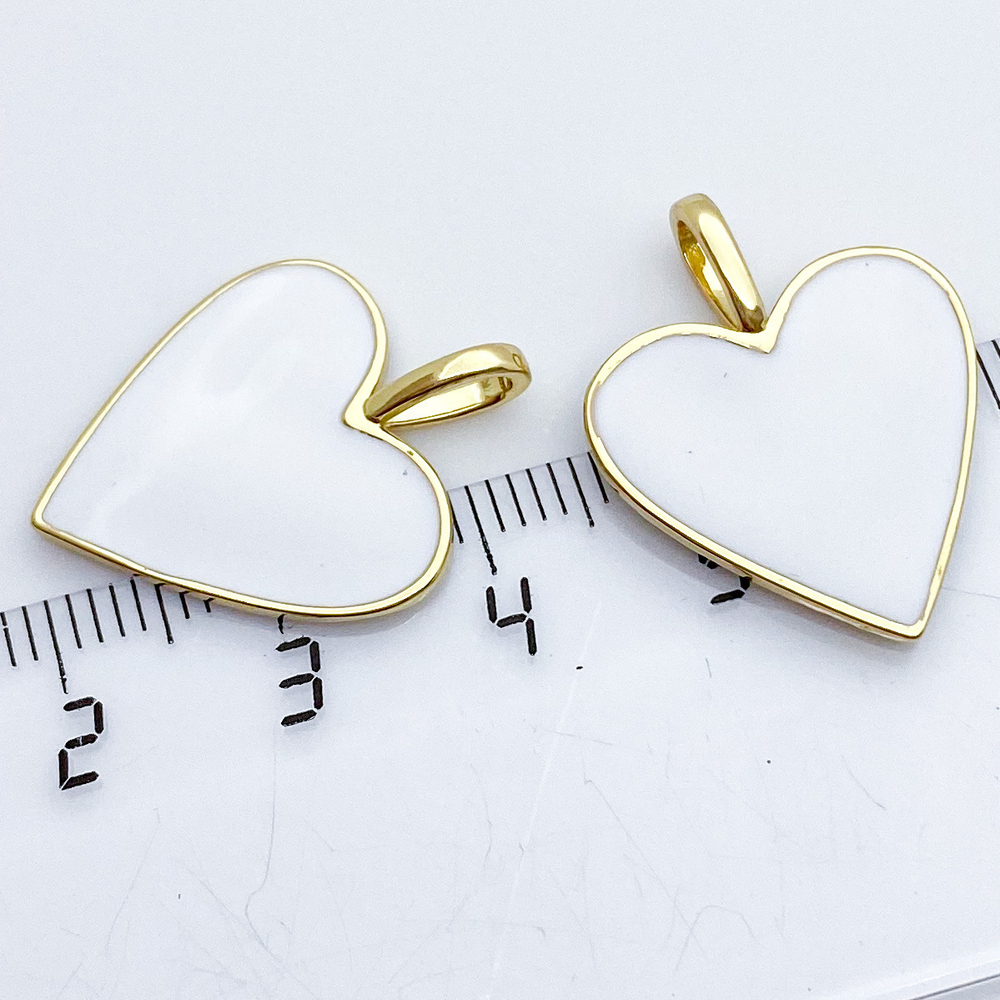 Подвеска Сердце, цвет золото+белый, размер 24*19 мм, цена за 1 шт