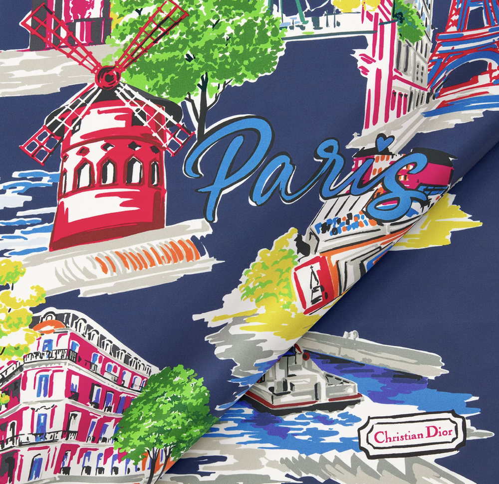 Платок Dior Souvenir Carré 70 из твила с мультиколорным принтом