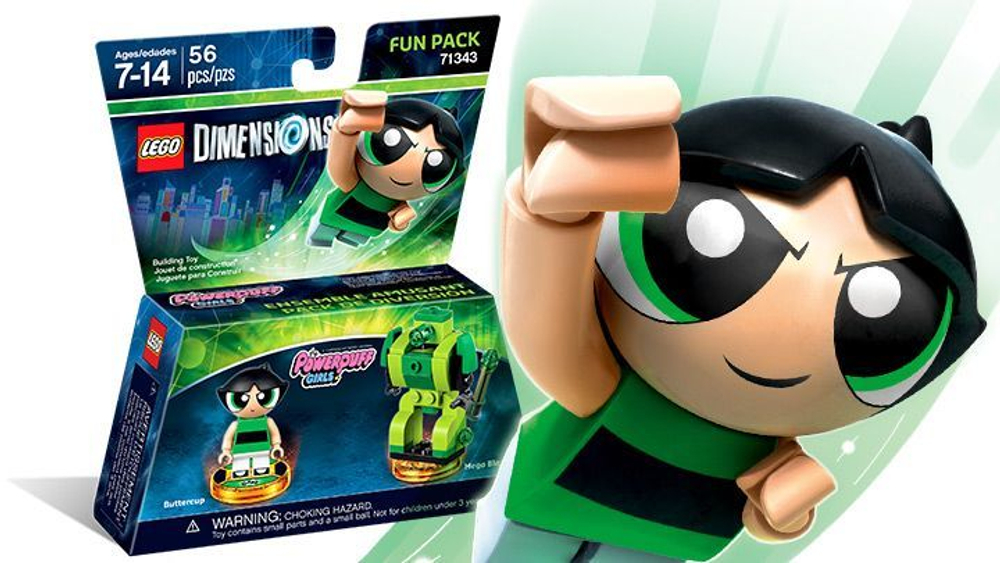 LEGO Dimensions: «Суперкрошки» Пестик (Fun Pack) 71343 — The Powerpuff Girls (Buttercup and Mega Blast Bot) (Fun Pack) — Лего Измерения