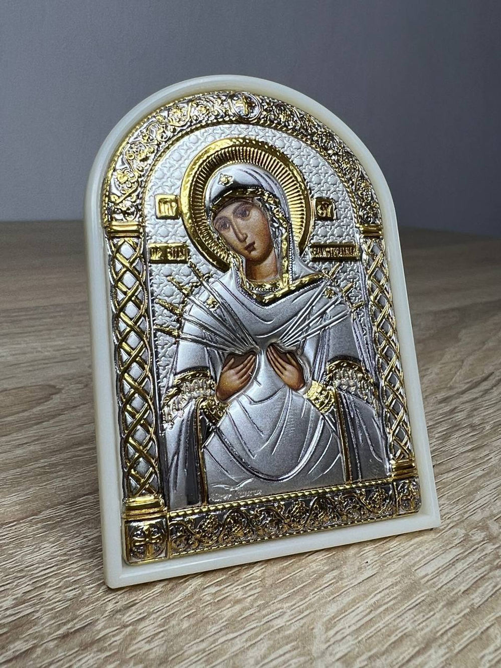 Семистрельная БМ, икона арочная, пластик белый 80х115