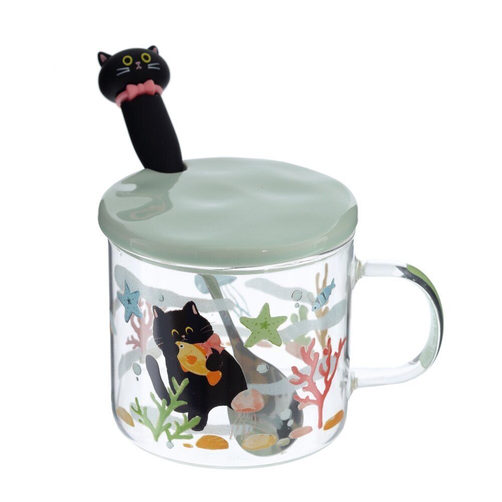 GAEM Кружка с крышкой и ложкой, 300 мл, L11 W9 H12 см, 4в.