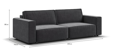 Диван Босс Софт Модуль Вельвет Корд графит