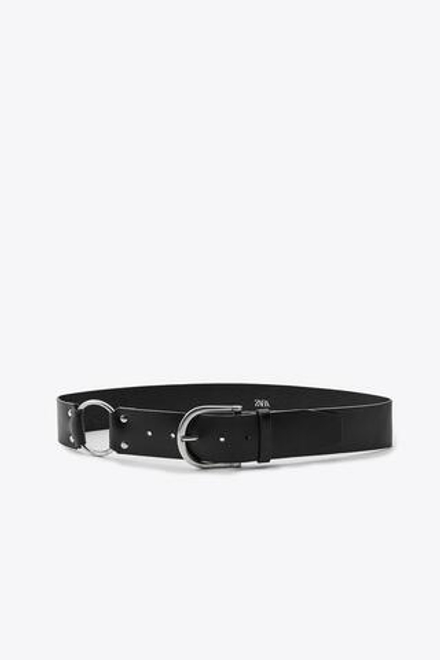 ZARA КОЖАНЫЙ РЕМЕНЬ С КОЛЬЦОМ, ЧЕРНЫЙ