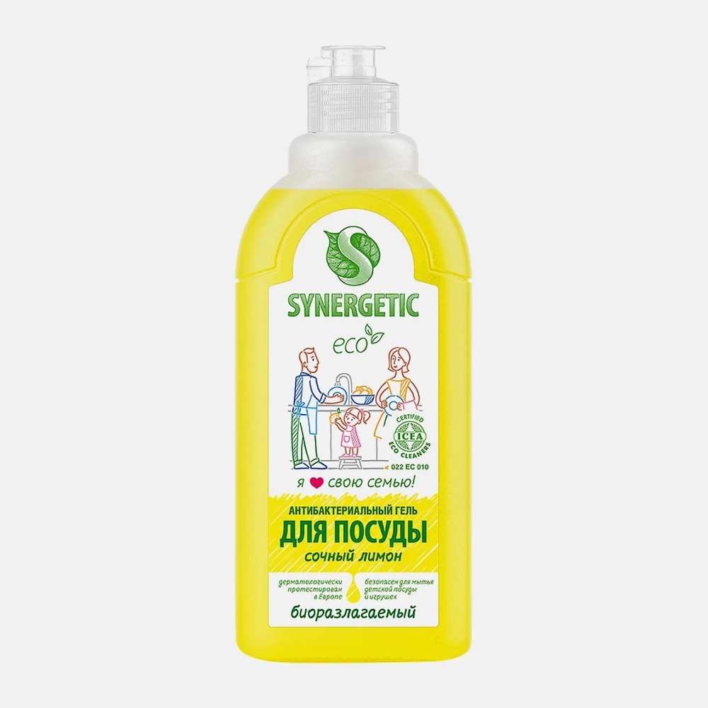 Средство для мытья посуды Synergetic Сочный лимон/Сочное яблоко/Алоэ вера 500мл в ассортименте