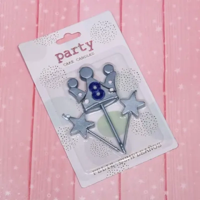 Свечи для торта Цифра Король желаний «8», голубой