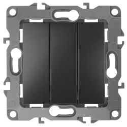 12-1107-05 ЭРА Выключатель тройной, 10АХ-250В, IP20, Эра12, антрацит | Эра 12 Антрацит