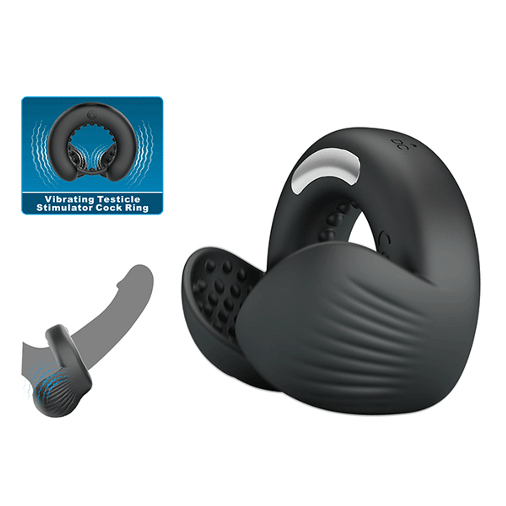 Черное эрекционное виброкольцо Pretty Love Quentin Vibrating Silicone Cock Ring BI-210312Z