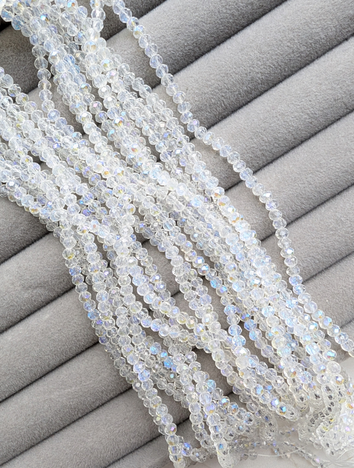 Бусины стеклянные 3мм, прозрачный с переливом