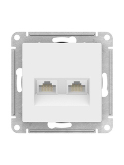 Розетка компьютерная 2-м AtlasDesign RJ45+RJ45 кат.5E механизм лотос SE ATN001385