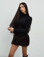 Платье с мехом, Коричневое