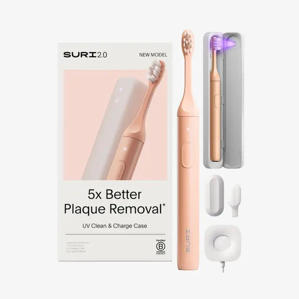 SURI Электрическая зубная щетка 2.0 Sonic Electric Toothbrush with UV Cleaning Travel Case, Sunset Bloom