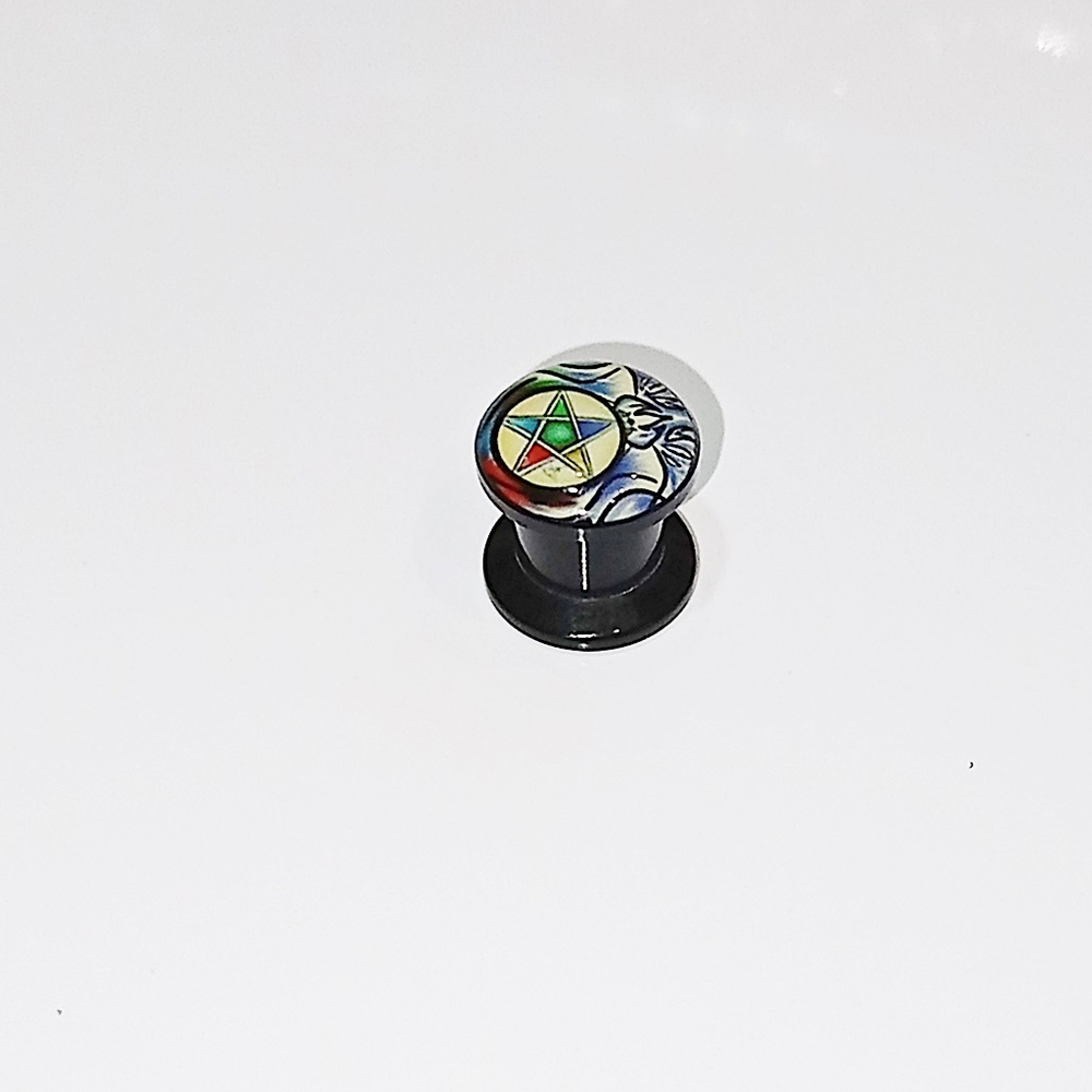 Яркие акриловые плаги "Пентакль" (диаметр 12 мм) 1 штука, для пирсинга ушей
