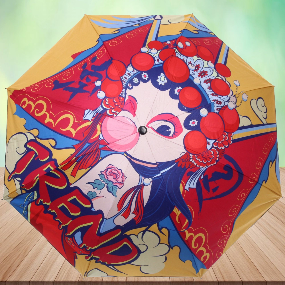 Зонт механический ветроустойчивый, матовая ручка «BESTzontik», японские мотивы аниме, длина 25см, d-110см