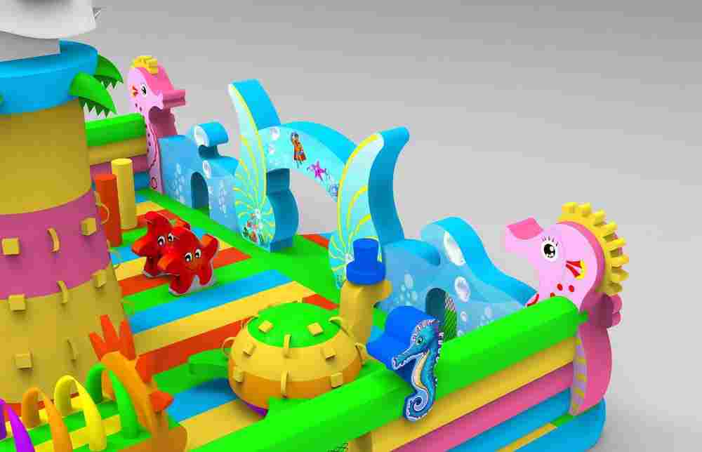 Коммерческий надувной батут «Морские животные», 17*9*8 м.