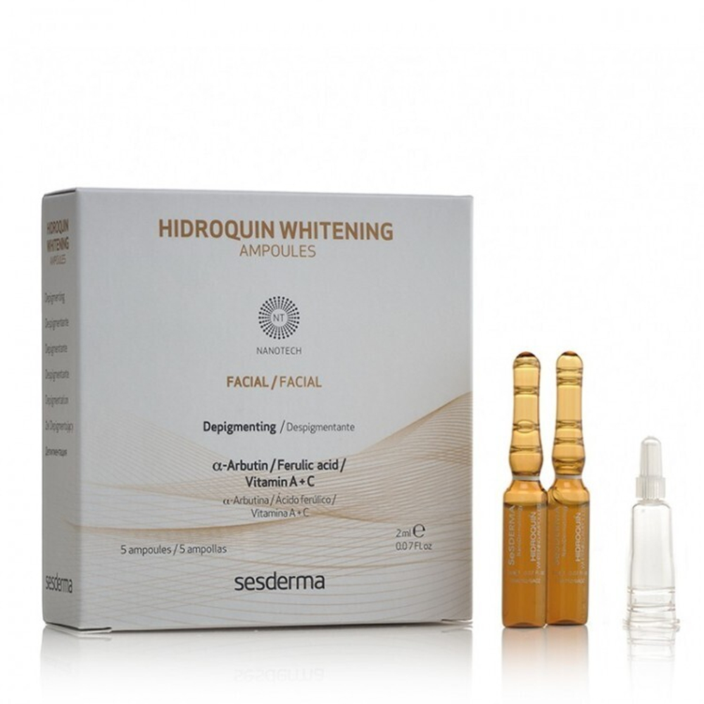 Sesderma HIDROQUIN WHITENING Ampoules - Средство в ампулах депигментирующее, 5 шт по 2 мл